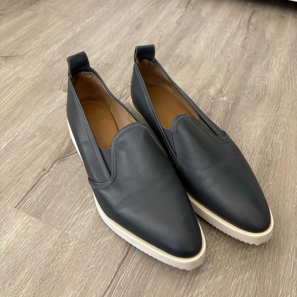Size 10 Everlane The Leather Street Shoe Slate‎ Gray Blue Leather Point Toe